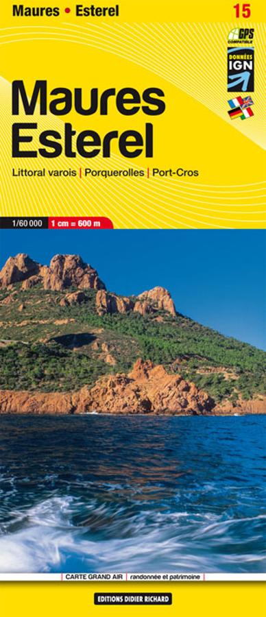 Carte de randonnée n° 15 - Maures, Esterel, Littoral varois, Porquerolles, Port-Cros | Didier Richard carte pliée Didier Richard 