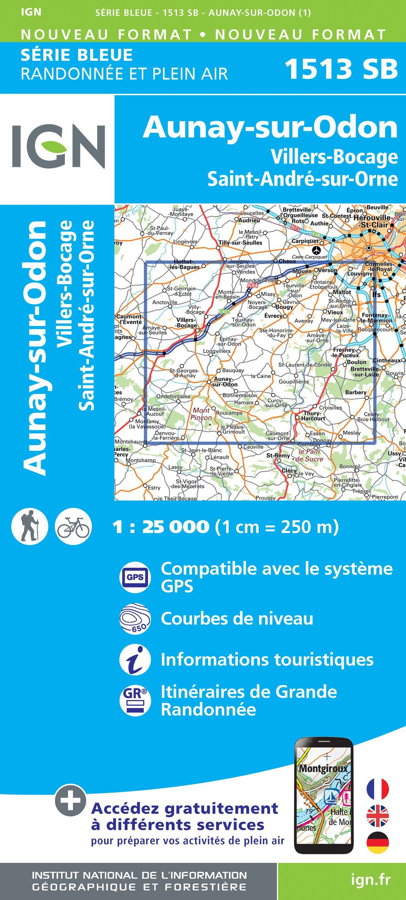 Carte de randonnée n° 1513 - Aunay-sur-Odon, Villers-Bocage | IGN - Série Bleue carte de randonnée IGN Default Title