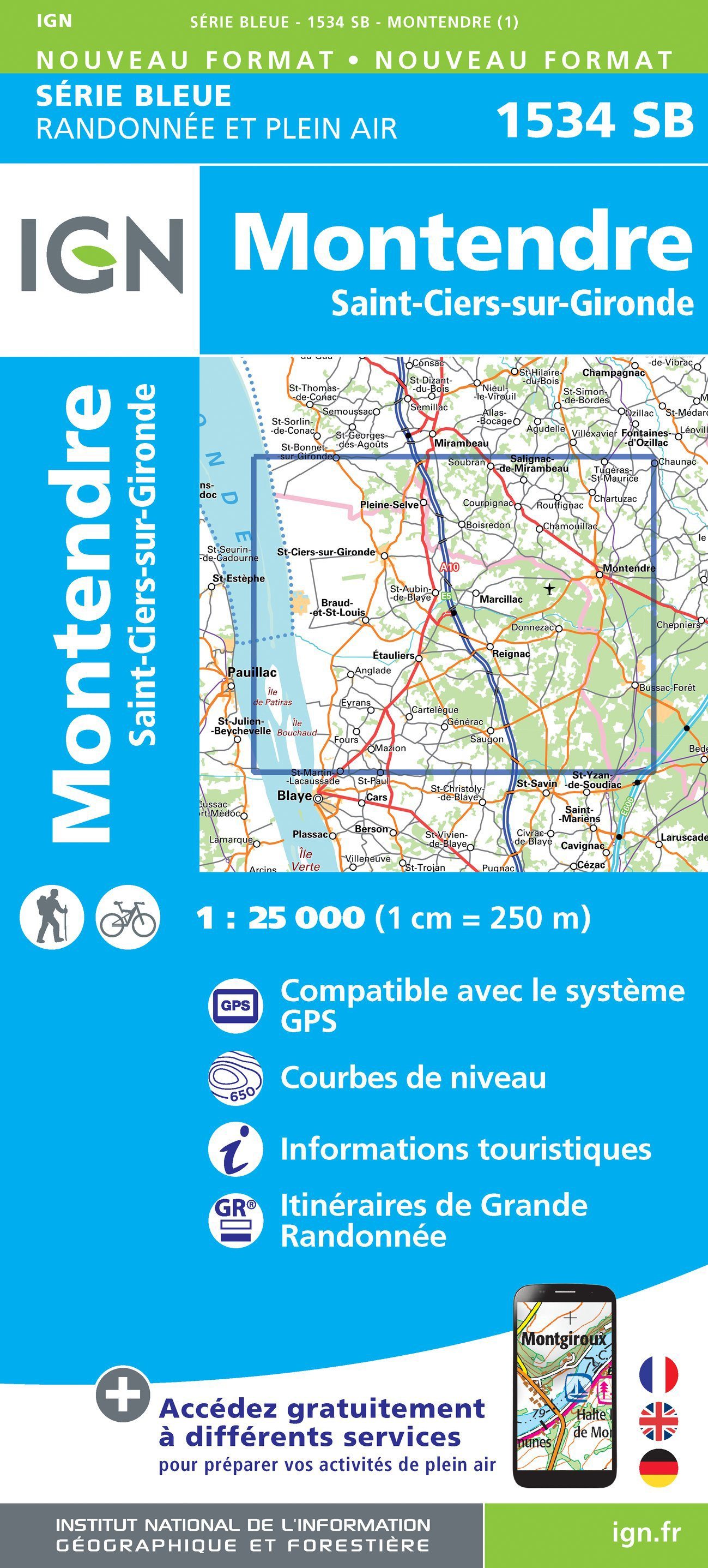 Hiking Map No 1534 Monterend St Ciers Sur Gironde IGN Bl hiking-map-no-1534-monterend-st-ciers-sur-gironde-ign-bl