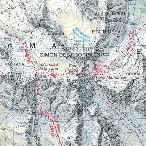 Carte de randonnée n° 16 - Lac Centro Cadore (Dolomites, Italie) | Tabacco carte de randonnée Tabacco