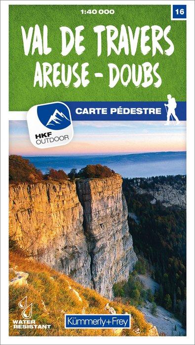 Carte de randonnée n° 16 - Val de Travers, Areuse, Doubs (Suisse) | Kümmerly & Frey-1/40 000 carte pliée Kümmerly & Frey 