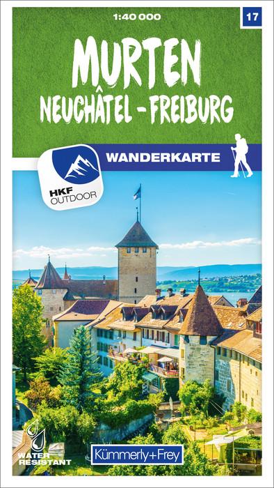 Carte de randonnée n° 17 - Murten, Neuchâtel, Freiburg (Suisse) | Kümmerly & Frey-1/40 000 carte pliée Kümmerly & Frey 