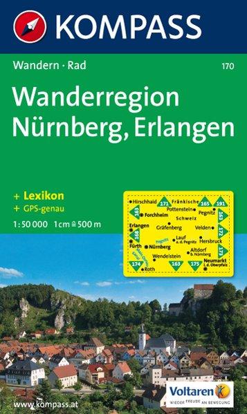 Carte de randonnée n° 170 - Nürnberg, Erlangen Wanderregion (Allemagne) | Kompass carte de randonnée Kompass Default Title
