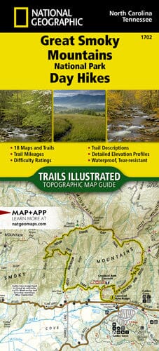 Carte de randonnée n° 1702 - Carte des randonnées d'une journée dans le parc national des Great Smoky Mountains | National Geographic carte de randonnée National Geographic