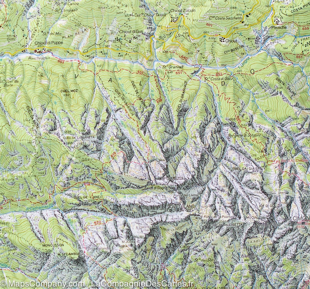 Carte de randonnée n° 18 - Alpes carniques orientales et canal del ferro (Préalpes carniques, Italie) | Tabacco carte pliée Tabacco 