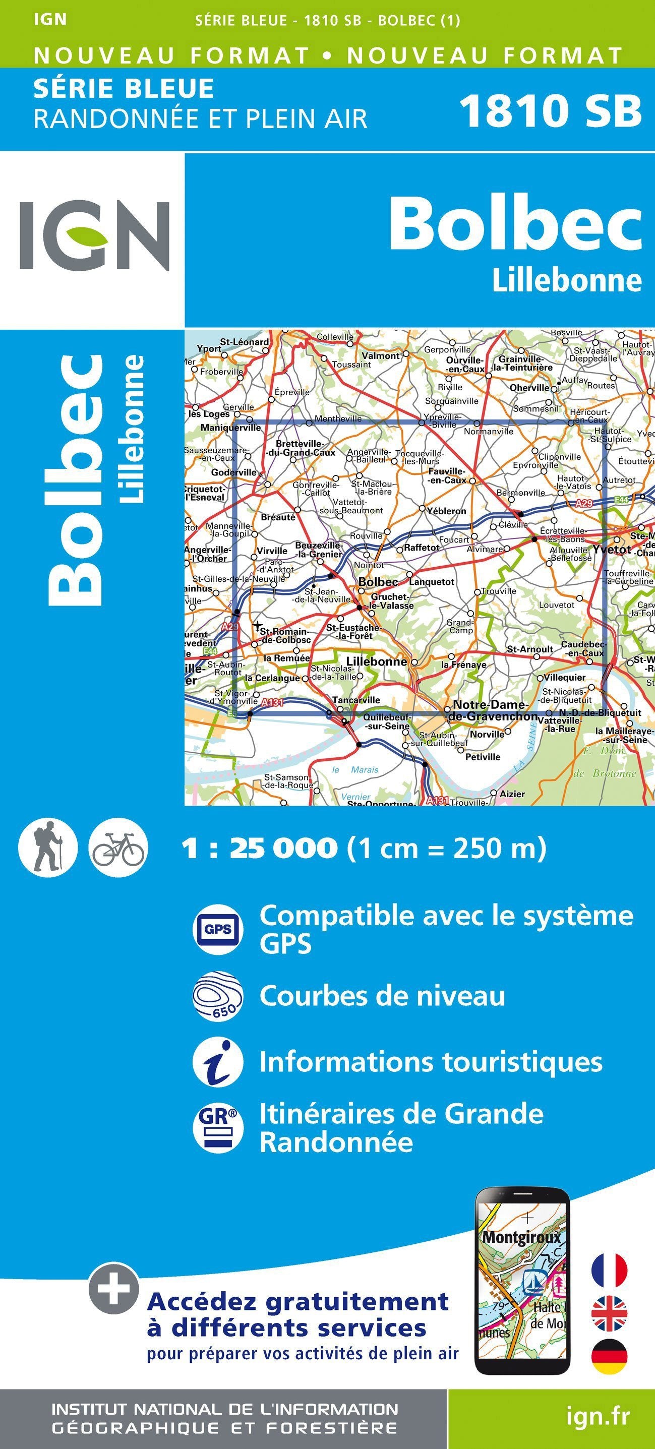 Carte de randonnée n° 1810 - Bolbec, Lillebonne | IGN - Série Bleue carte de randonnée IGN Default Title