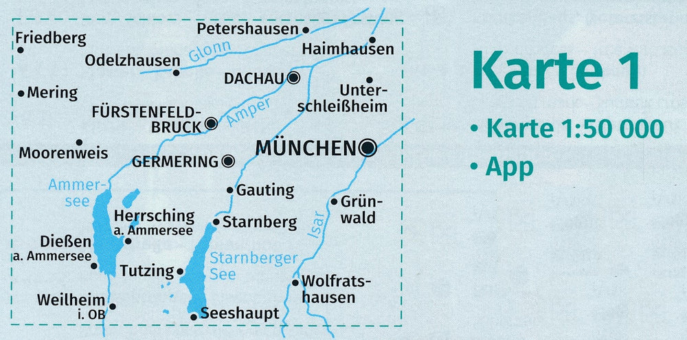 Carte de randonnée n° 184 - Munich & environs | Kompass carte pliée Kompass 