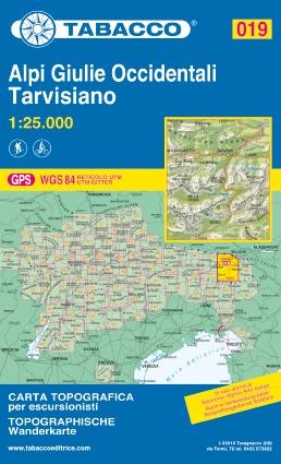 Carte de randonnée n° 19 - Alpes Giulie et de Tarvisio (Préalpes carniques, Italie) | Tabacco carte pliée Tabacco 