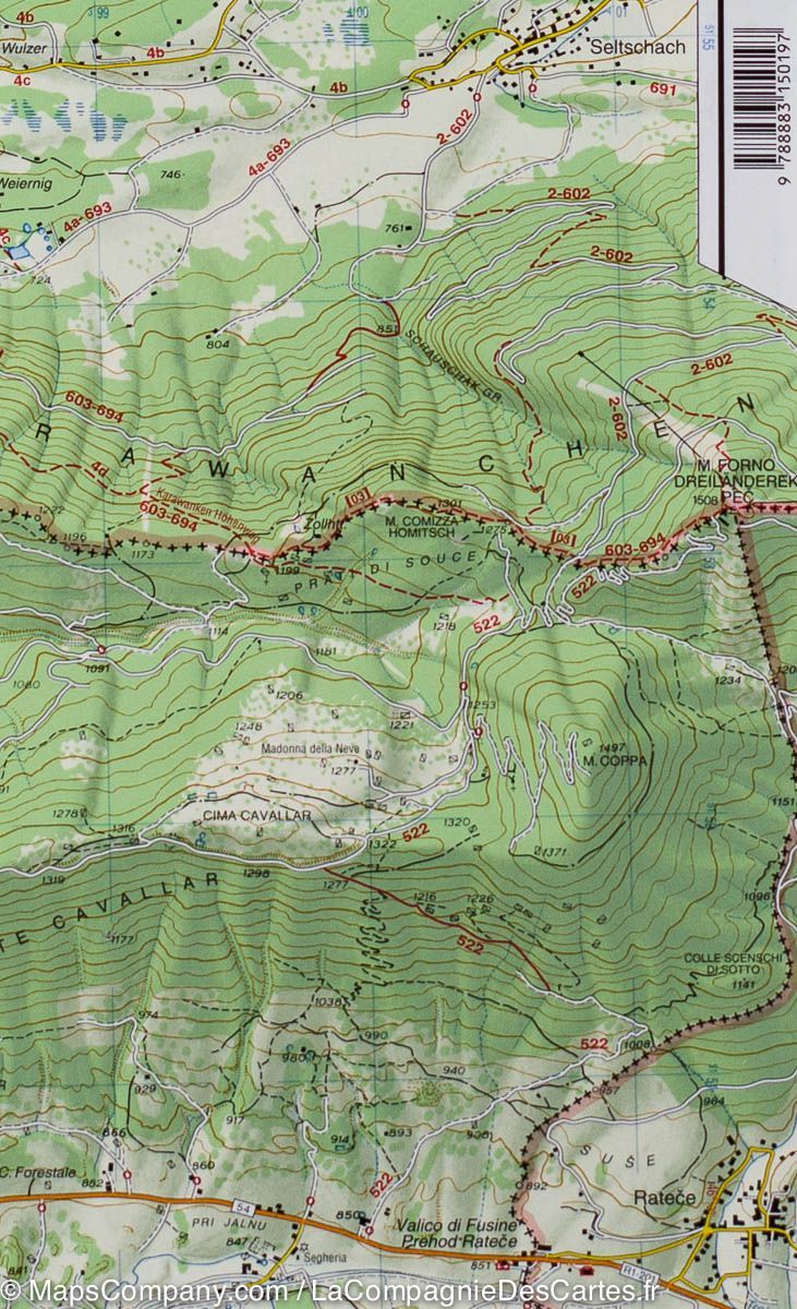 Carte de randonnée n° 19 - Alpes Giulie et de Tarvisio (Préalpes carniques, Italie) | Tabacco carte de randonnée Tabacco