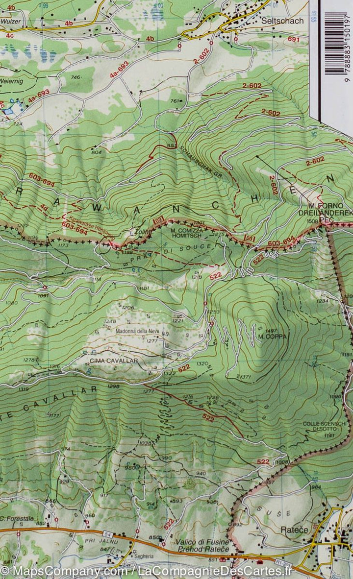 Carte de randonnée n° 19 - Alpes Giulie et de Tarvisio (Préalpes carniques, Italie) | Tabacco carte pliée Tabacco 