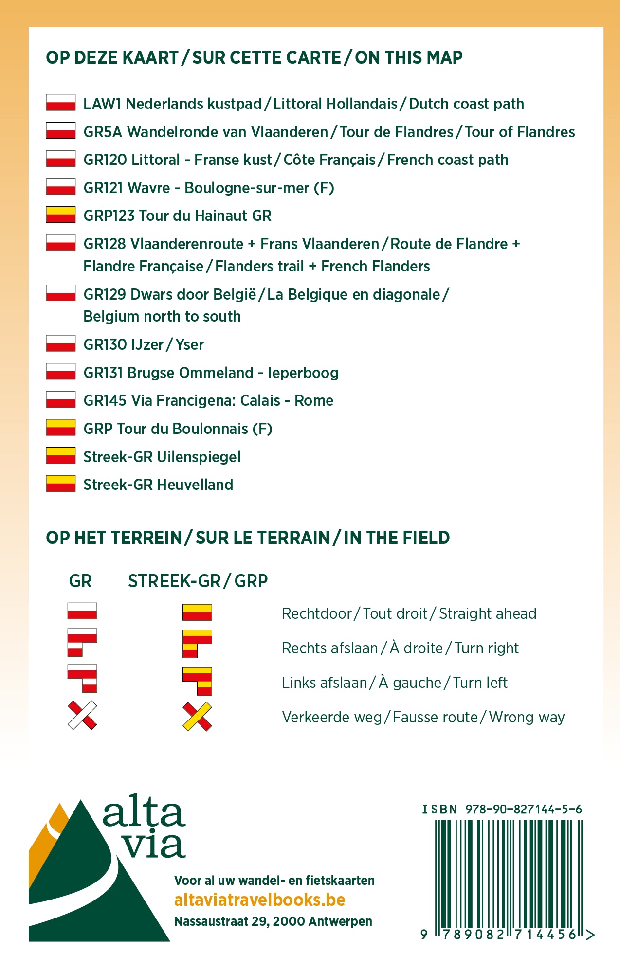 Carte de randonnée n° 2 - Flandre orientale et Hainaut | Alta Via carte de randonnée Alta Via