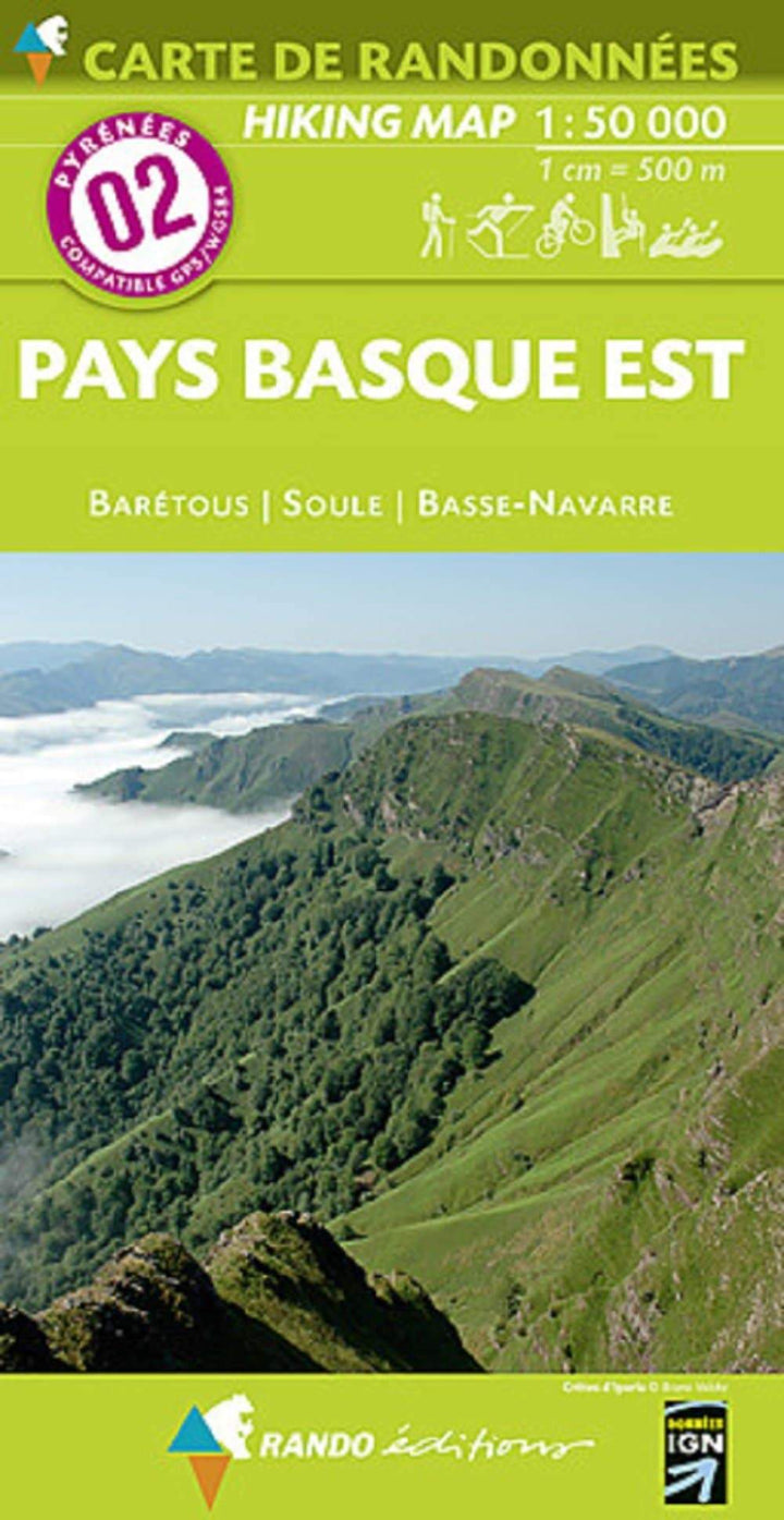 Carte de randonnée n° 2 - Pays Basque Est (Pyrénées) | Rando Editions carte pliée Rando Editions 