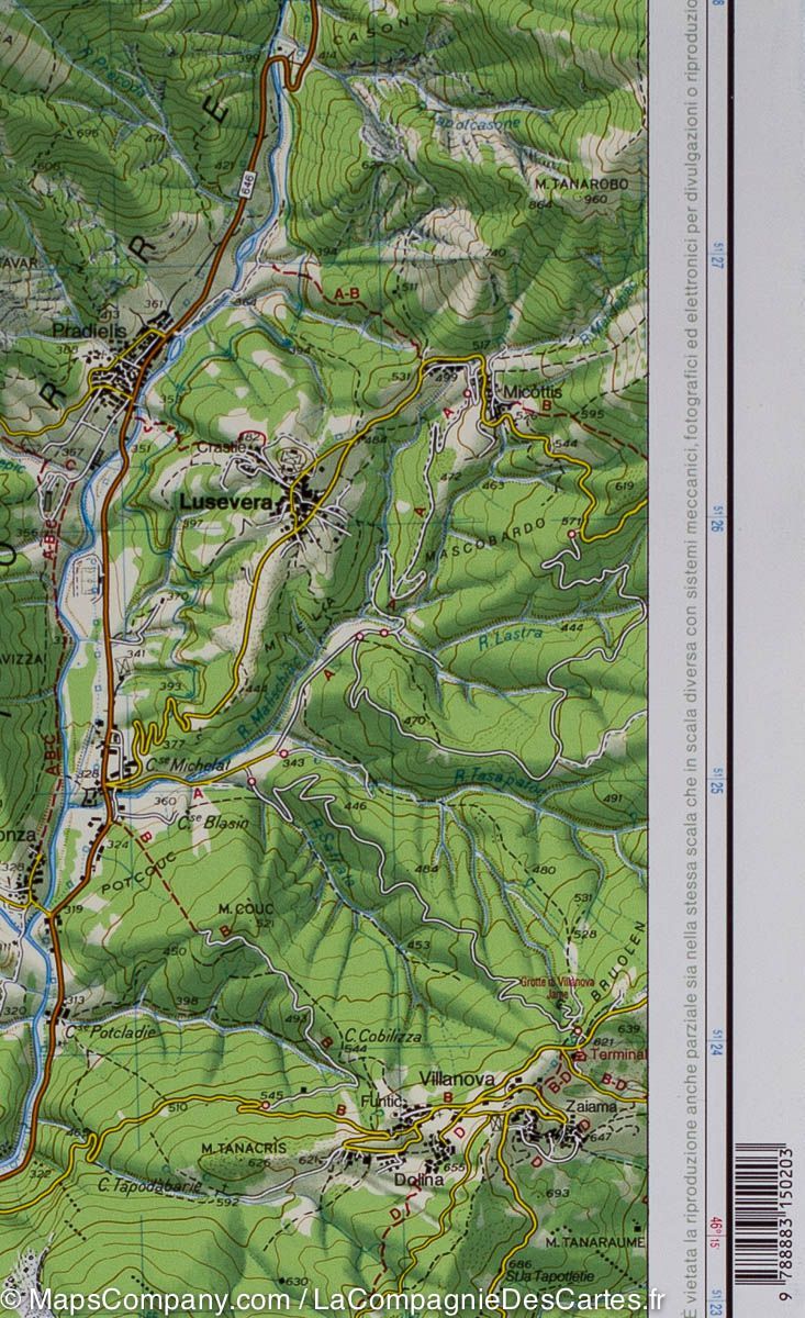 Carte de randonnée n° 20 - Préalpes carniques autour de Gemona (Préalpes carniques, Italie) | Tabacco carte de randonnée Tabacco