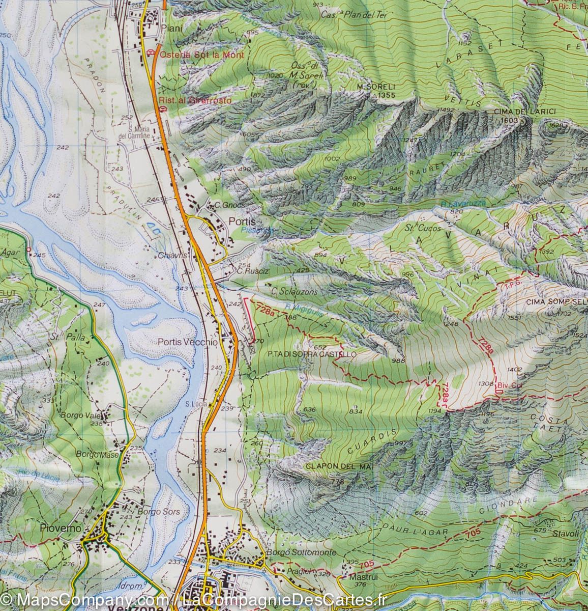 Carte de randonnée n° 20 - Préalpes carniques autour de Gemona (Préalpes carniques, Italie) | Tabacco carte de randonnée Tabacco