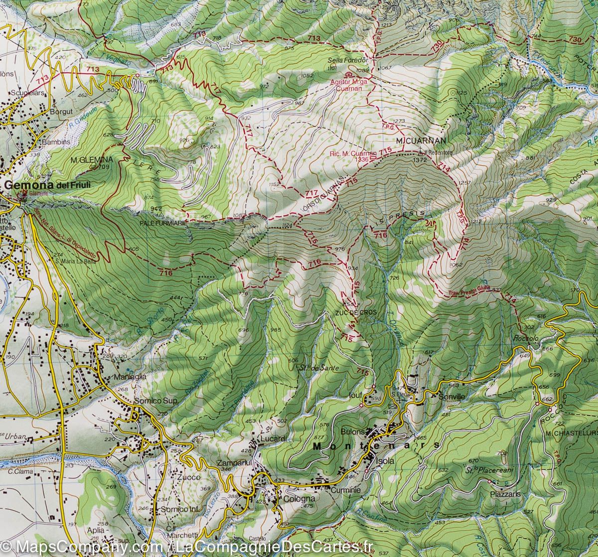 Carte de randonnée n° 20 - Préalpes carniques autour de Gemona (Préalpes carniques, Italie) | Tabacco carte de randonnée Tabacco