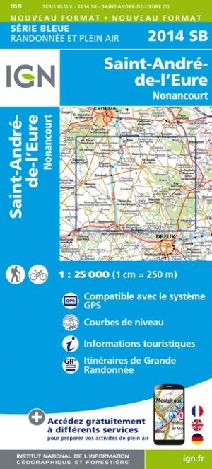 Carte de randonnée n° 2014 - St-André-de-l'Eure, Nonancourt | IGN - Série Bleue carte de randonnée IGN