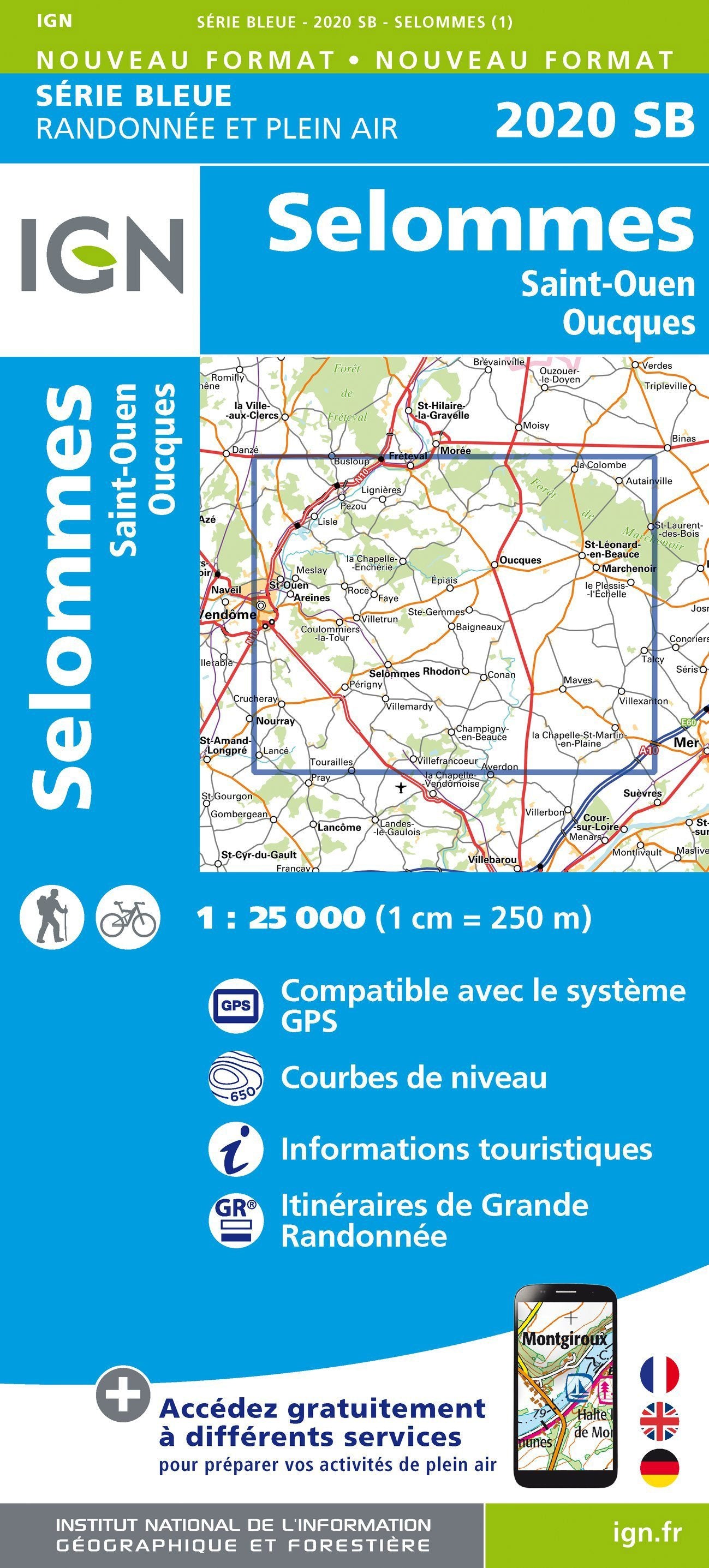Carte de randonnée n° 2020 - Selommes, St-Ouen, Oucques | IGN - Série Bleue carte de randonnée IGN Default Title