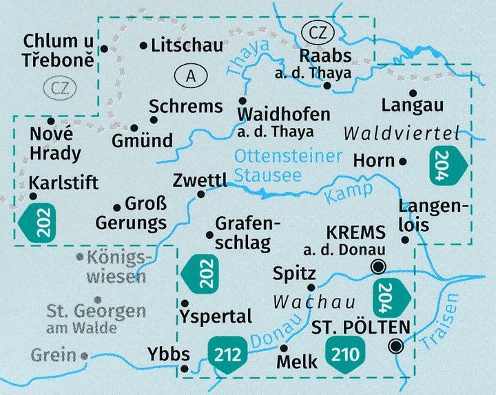 Carte de randonnée n° 203 - Waldviertel Kampta, Wachau (Basse-Autriche) | Kompass carte pliée Kompass 