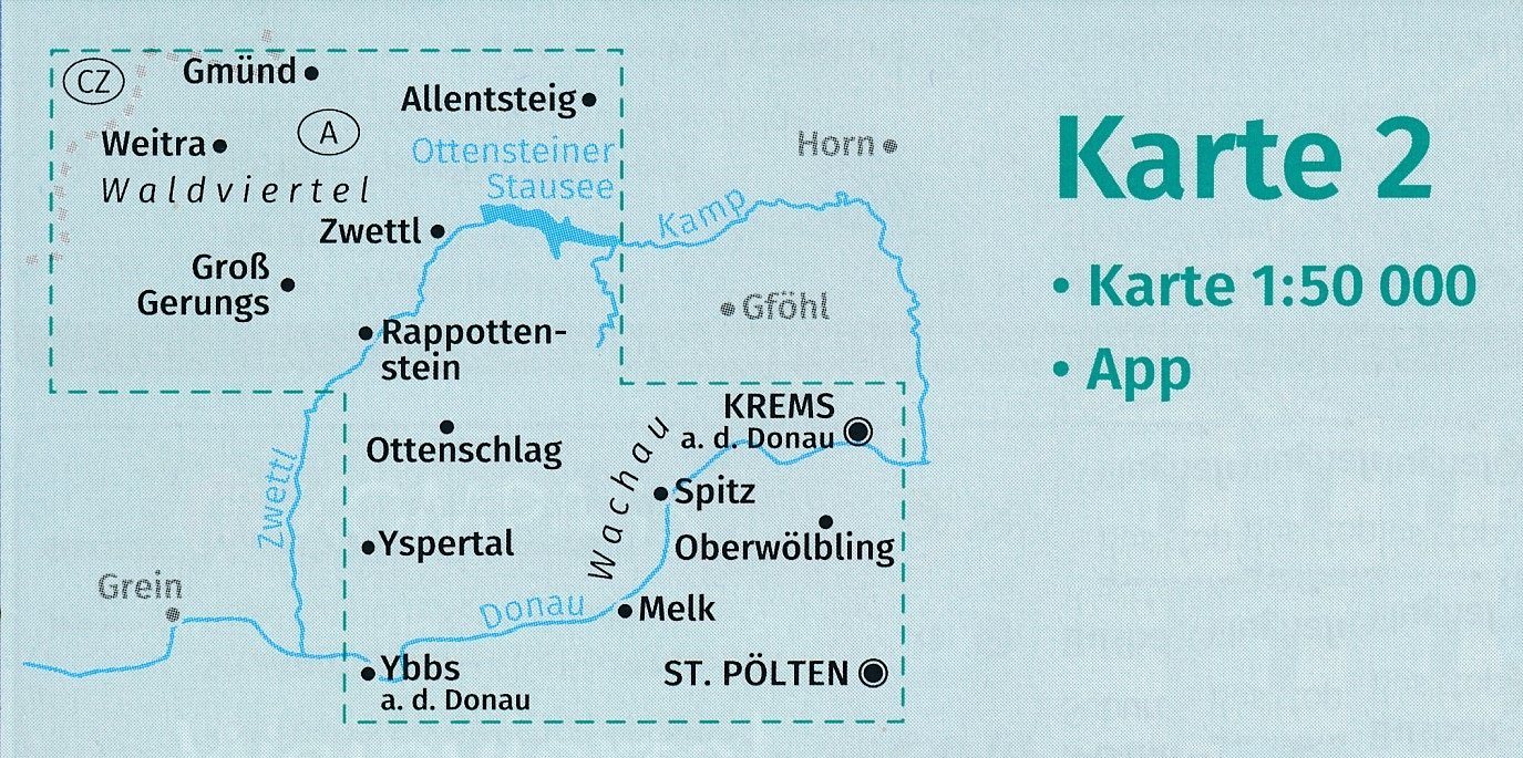 Carte de randonnée n° 203 - Waldviertel Kampta, Wachau (Basse-Autriche) | Kompass carte de randonnée Kompass