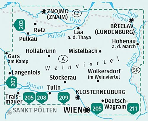 Carte de randonnée n° 204 - Weinviertel 2-Set + Naturführer (Autriche) | Kompass carte pliée Kompass 