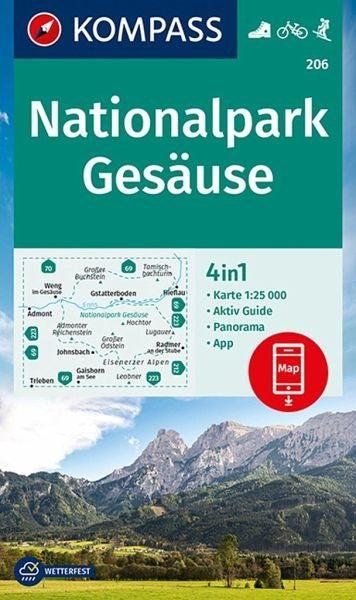 Carte de randonnée n° 206 - Gesäuse Nationalpark (Autriche) | Kompass carte de randonnée Kompass