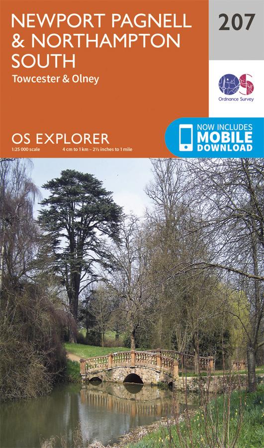 Carte de randonnée n° 207 - Newport Pagnell, Northampton South (Grande Bretagne) | Ordnance Survey - Explorer carte pliée Ordnance Survey 