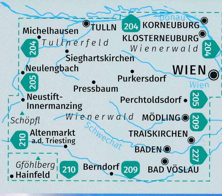 Carte de randonnée n° 208 - Wienerwald (Autriche) | Kompass carte pliée Kompass 
