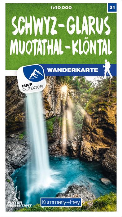 Carte de randonnée n° 21 - Schwyz, Glarus, Muotatal, Klöntal (Suisse) | Kümmerly & Frey-1/40 000 carte pliée Kümmerly & Frey 