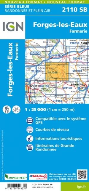 Carte de randonnée n° 2110 - Forges-les-Eaux, Formerie | IGN - Série Bleue carte de randonnée IGN