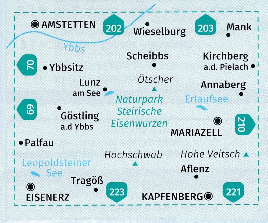 Carte de randonnée n° 212 - Hochschwab, Mariazell, Eisenwurzen (Autriche) | Kompass carte de randonnée Kompass
