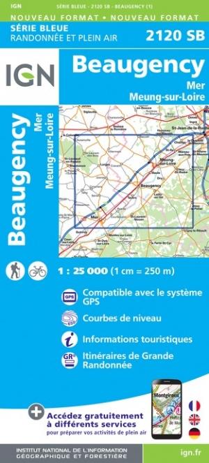 Carte de randonnée n° 2120 - Beaugency, Mer, Saint-Laurent, Meung-sur-Loire | IGN - Série Bleue carte de randonnée IGN