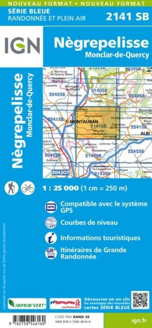 Carte de randonnée n° 2141 - Nègrepelisse, Montclar-de-Quercy | IGN - Série Bleue carte de randonnée IGN