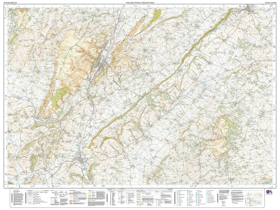 Carte de randonnée n° 217 - Long Mynd, Wenlock Edge (Grande Bretagne) | Ordnance Survey - Explorer carte pliée Ordnance Survey 