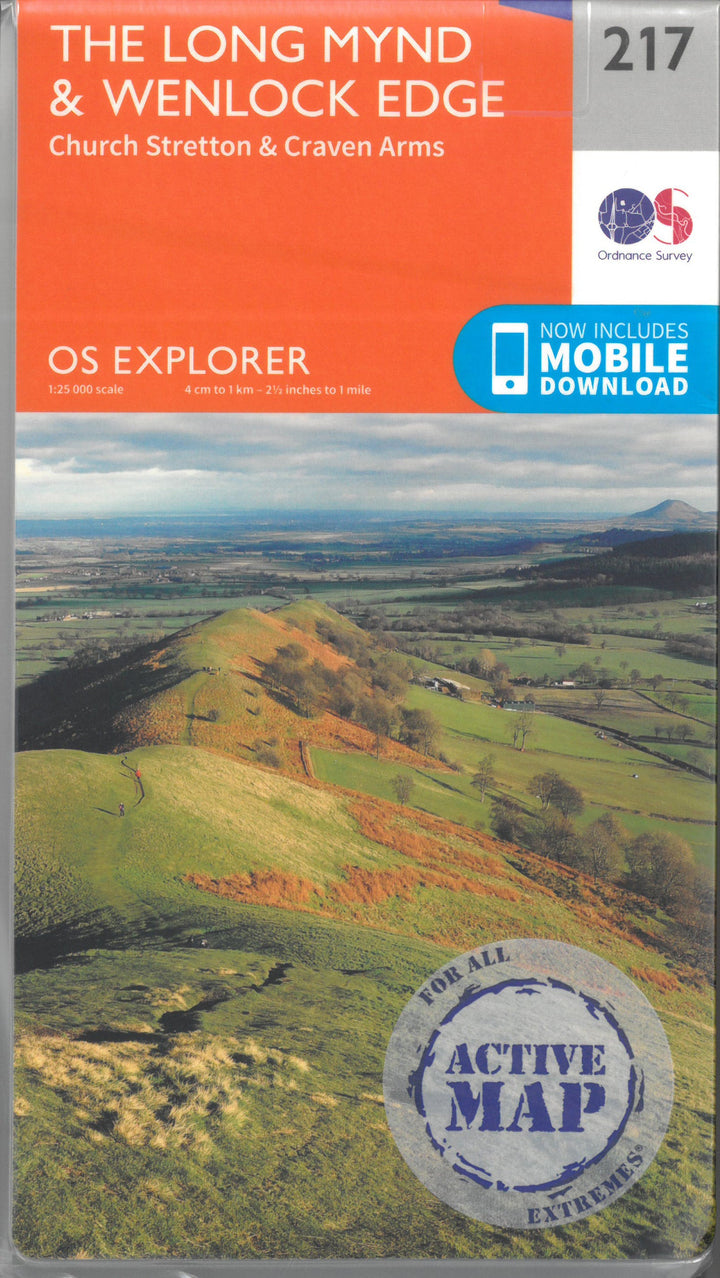 Carte de randonnée n° 217 - Long Mynd, Wenlock Edge (Grande Bretagne) | Ordnance Survey - Explorer carte pliée Ordnance Survey Plastifiée 