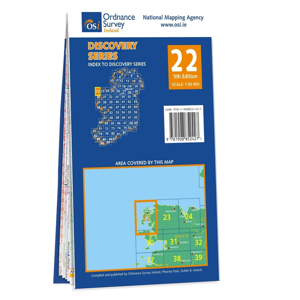 Carte de randonnée n° 22 - Mayo (Irlande) | Ordnance Survey - série Discovery carte pliée Ordnance Survey Ireland 