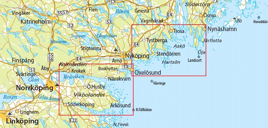 Carte de randonnée n° 22 - Nynäshamn, Oxelösund, Arkösund (Suède) | Norstedts - Outdoor carte pliée Norstedts 