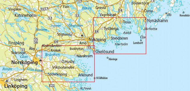 Carte de randonnée n° 22 - Nynäshamn, Oxelösund, Arkösund (Suède) | Norstedts - Outdoor carte pliée Norstedts 