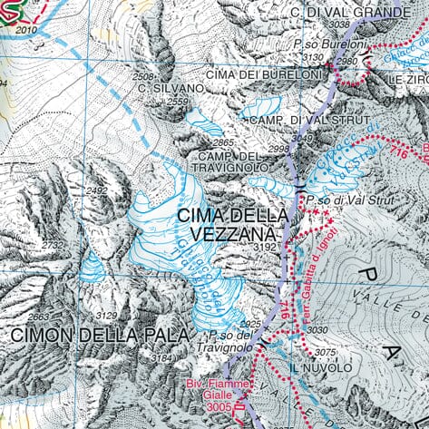 Carte de randonnée n° 22 - Pale San Martino (Dolomites, Italie) | Tabacco carte de randonnée Tabacco