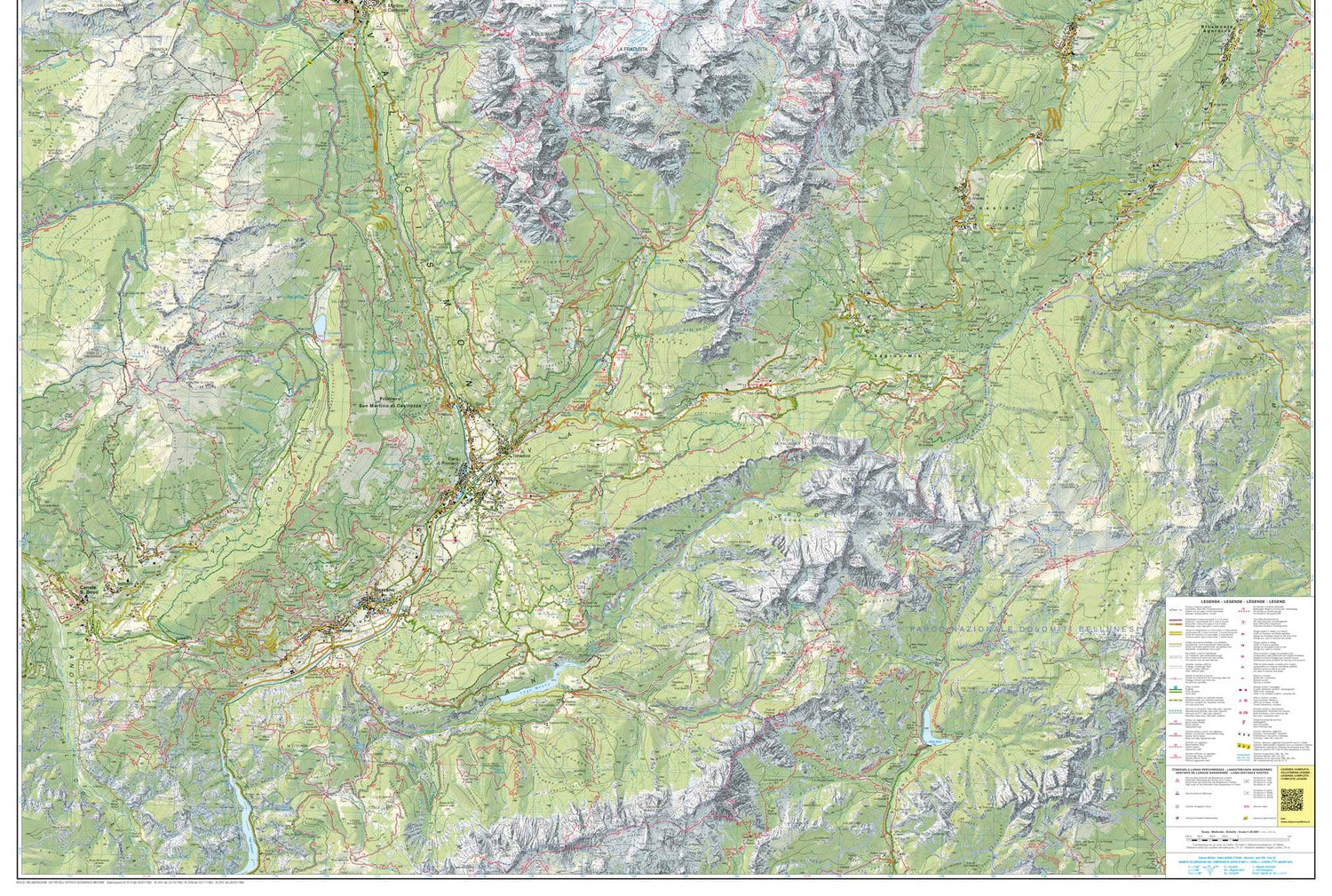 Carte de randonnée n° 22 - Pale San Martino (Dolomites, Italie) | Tabacco carte de randonnée Tabacco