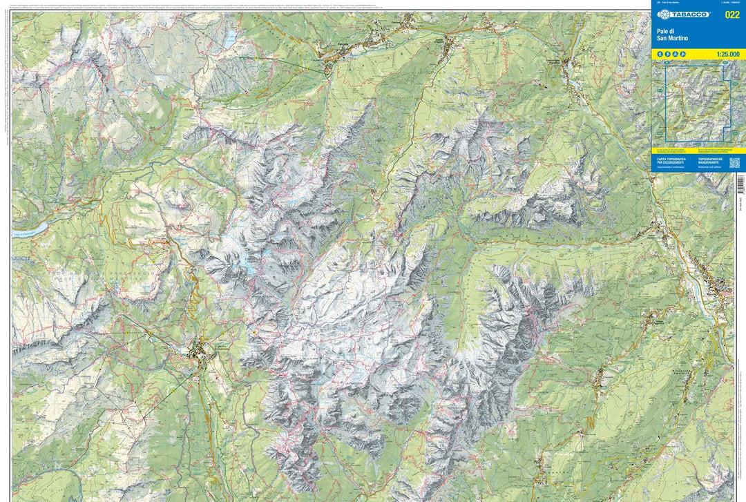 Carte de randonnée n° 22 - Pale San Martino (Dolomites, Italie) | Tabacco carte pliée Tabacco 