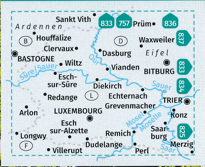 Carte de randonnée n° 2202 - Luxembourg (lot de 2) | Kompass carte de randonnée Kompass