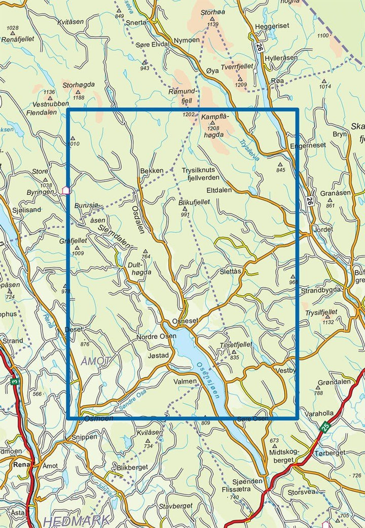 Carte de randonnée n° 2217 - Trysil-Knuts Fjellverden (Norvège) | Nordeca - Turkart 1/50 000 carte pliée Nordeca 