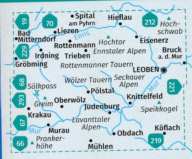 Carte de randonnée n° 223 - Sölktäler, Rottenmanner Tauern / Seckauer Alpen 2-Set 1/55(Autriche) | Kompass carte de randonnée Kompass