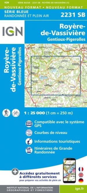 Carte de randonnée n° 2231 - Royère-de-Vassivière, Gentioux-Pigerolles | IGN - Série Bleue carte de randonnée IGN