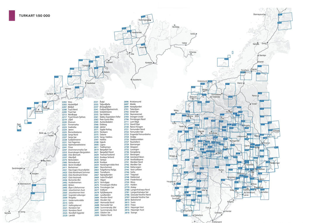 Carte de randonnée n° 2232 - Hjelmelandsheiane (Norvège) | Nordeca - Turkart 1/50 000 carte pliée Nordeca 