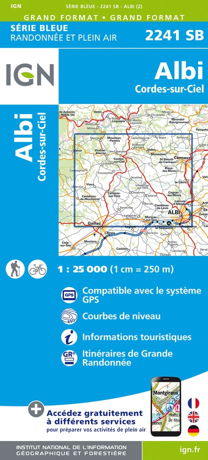 Hiking map No. 2241 - Albi, Cords - Sky | IGN - Blue Series – Cartovia