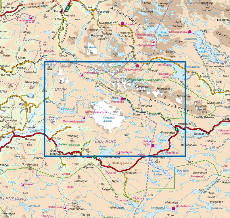 Carte de randonnée n° 2241 - Finse (Norvège) | Nordeca - Turkart 1/50 000 carte pliée Nordeca 