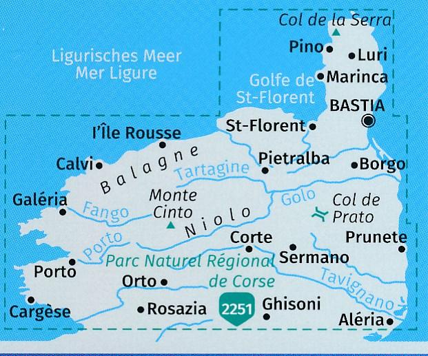Carte de randonnée n° 2250 - Corse du Nord | Kompass carte pliée Kompass 