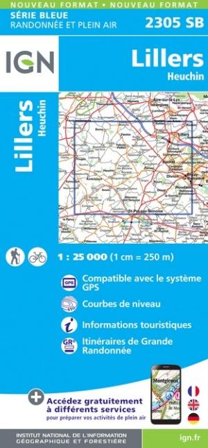 Carte de randonnée n° 2305 - Lillers, Heuchin | IGN - Série Bleue carte de randonnée IGN