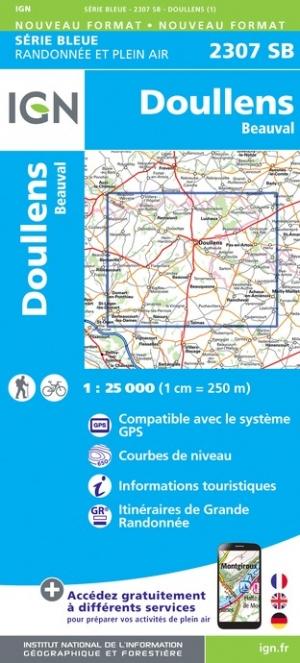 Carte de randonnée n° 2307 - Doullens, Beauval | IGN - Série Bleue carte de randonnée IGN